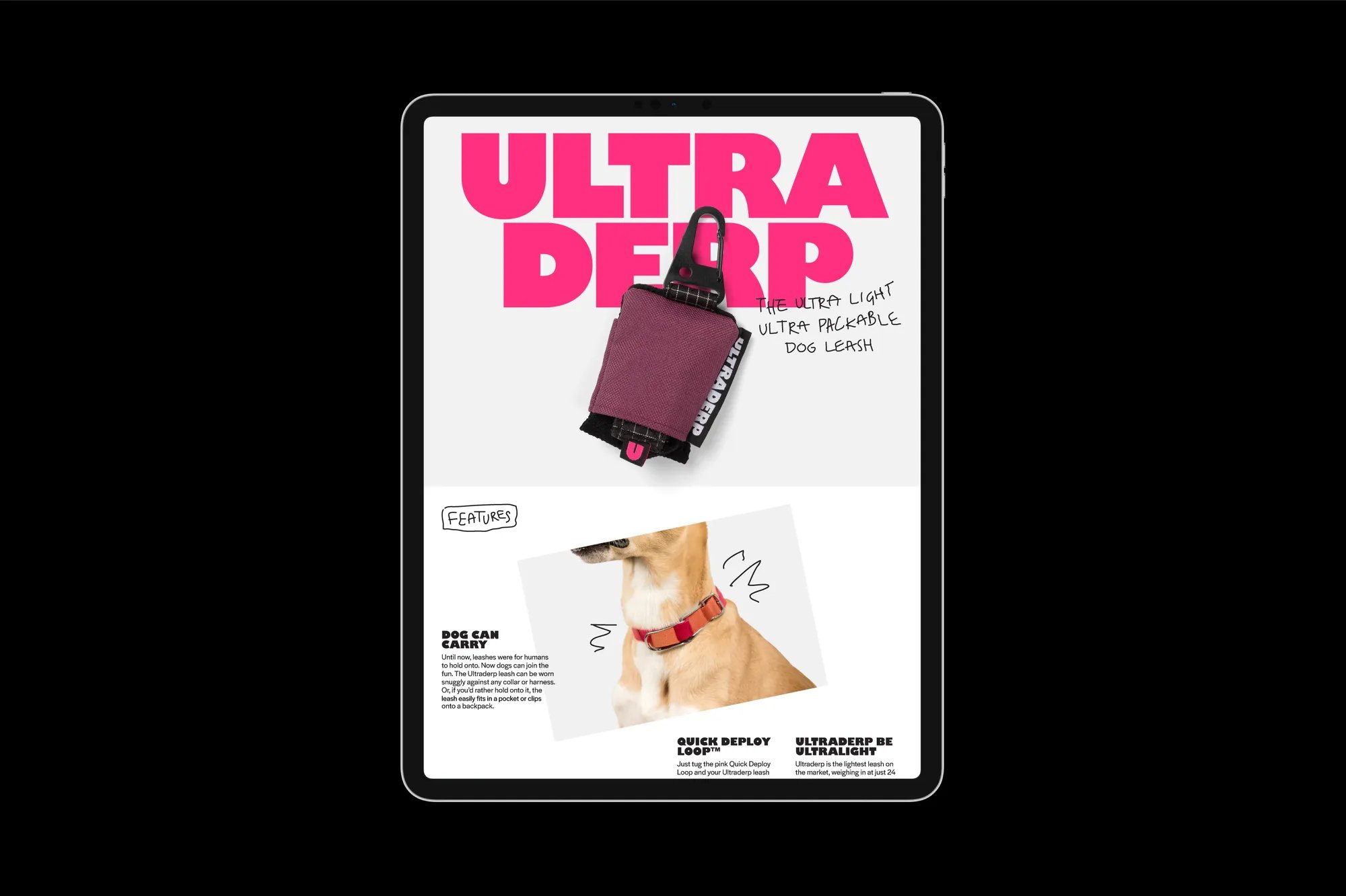 Logo and brand identity for innovative dog lead brand Ultraderp devised by Mucho