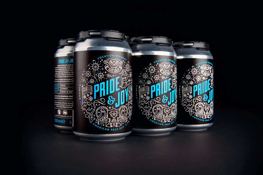 Illustrated packaging design by Robot Food for British craft beer brewery Vocation.