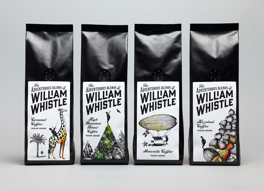 Packaging design for tea and coffee brand William Whistle by Horse