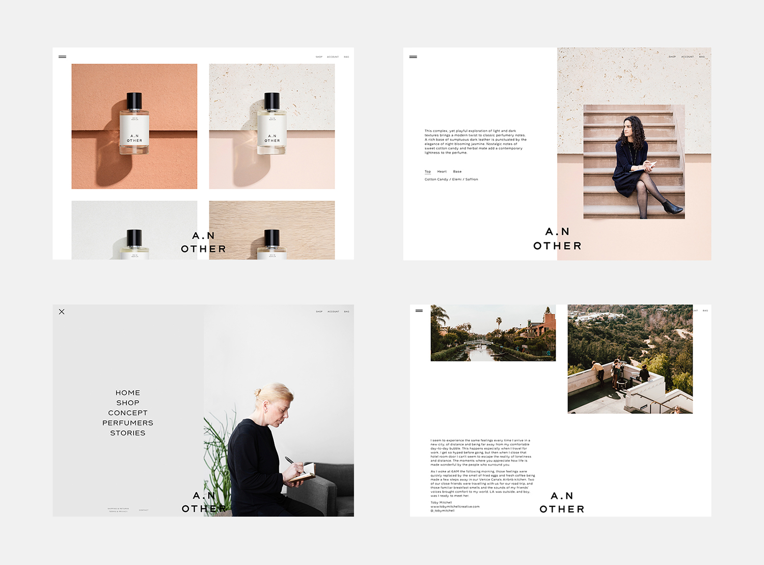 Graphic identity design and website by Socio Design for luxury fragrance brand A.N Other