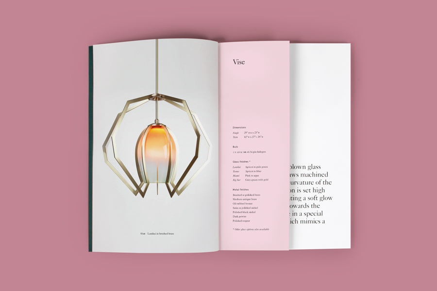 Product catalogue designed by Lotta Nieminen featuring photography by Lauren Coleman for New York based lighting and product designer Bec Brittain