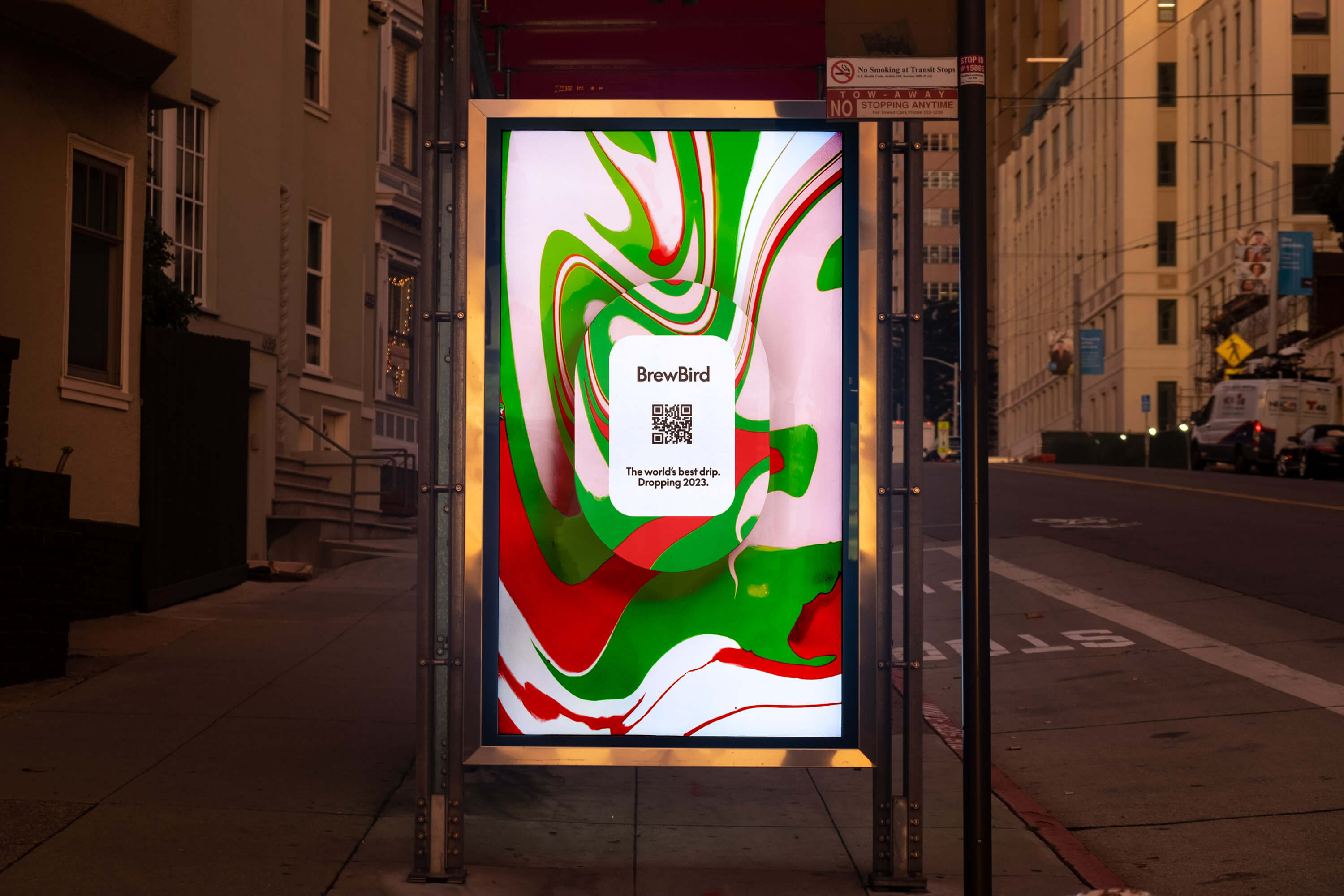 Branding and poster design for San Francisco coffee pod business BrewBird designed by Mucho