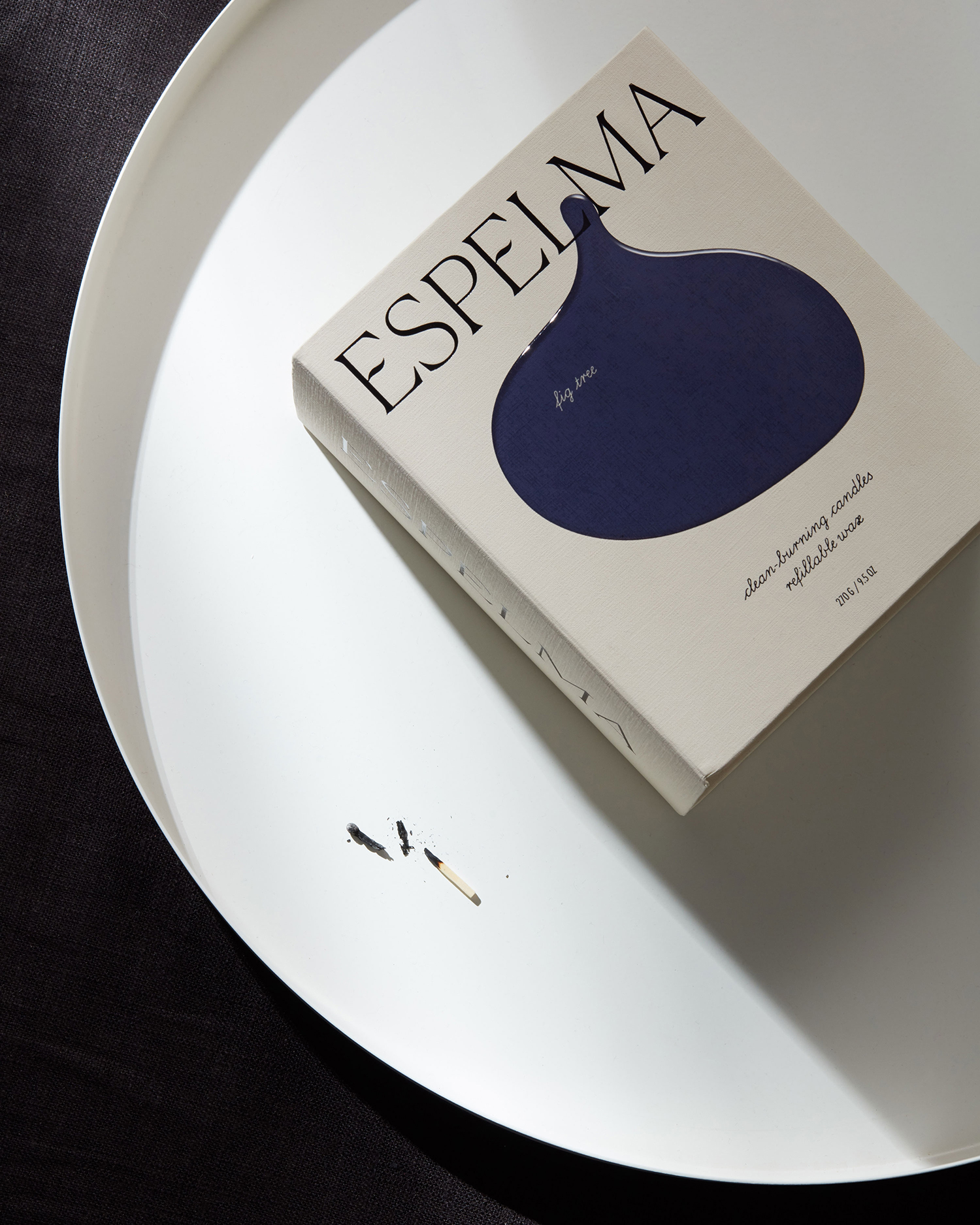 Logotype, visual identity, packaging, still life and website for clean-burning natural wax candle company Espelma