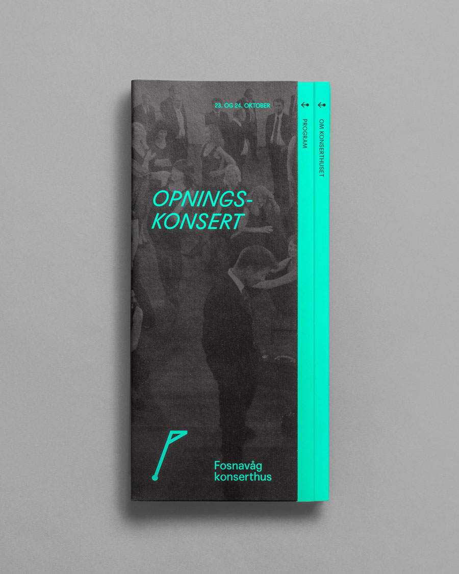 Visual identity and print for concert hall Fosnavaag Cultural Centre designed by Heydays