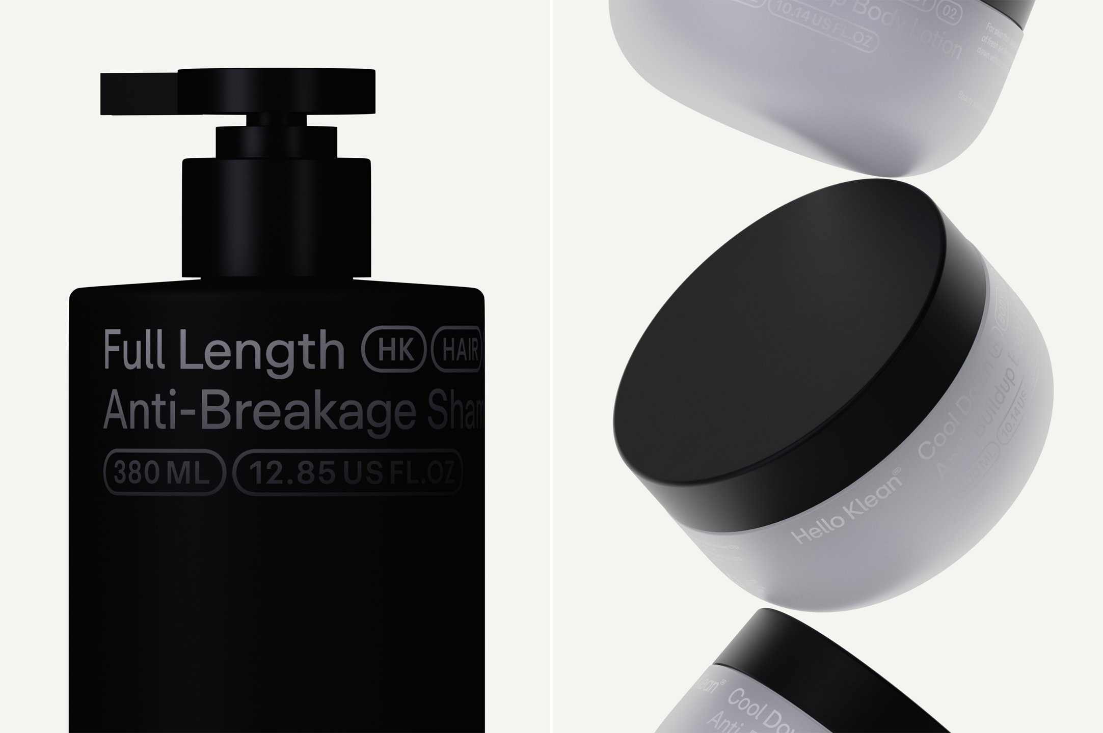 Logotype, custom typeface, packaging and website design by Two Times Elliott of luxury skincare brand Hello Klean