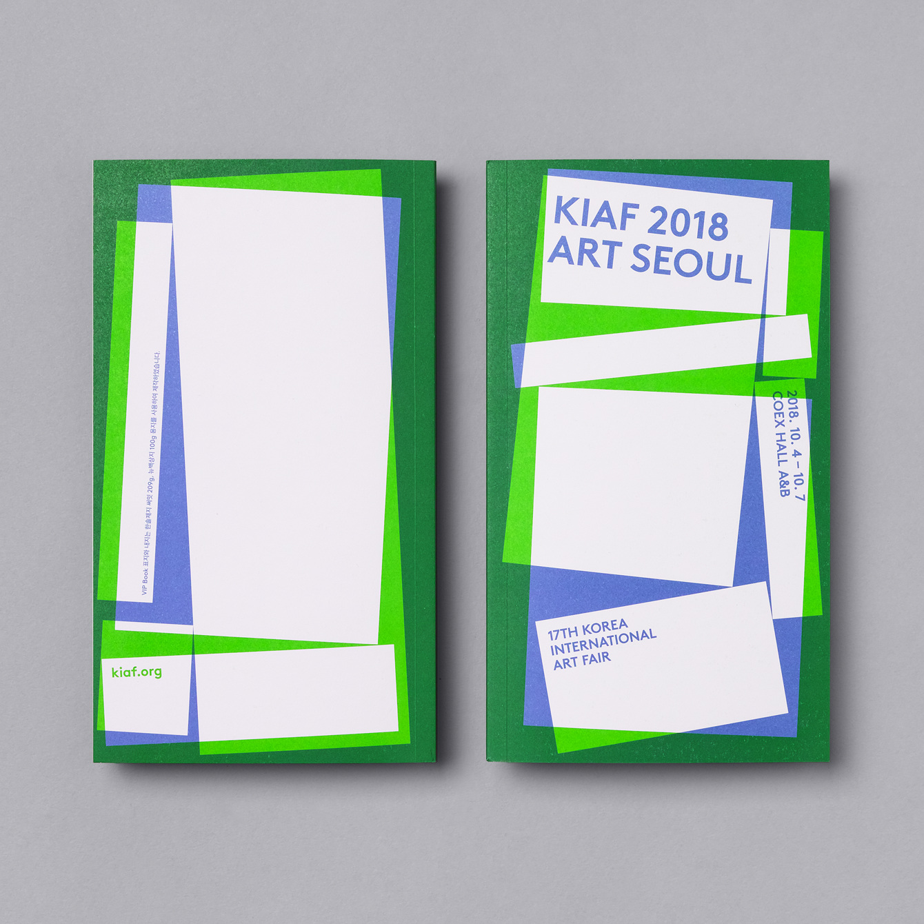 Visual identity of posters, catalogues, programmes, tickets and banners by Studio fnt for Korea International Art Fair 2018