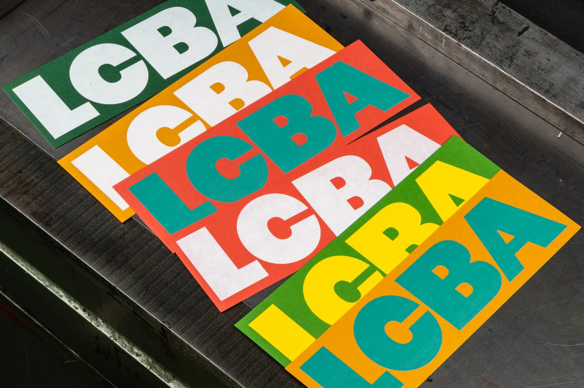 New logotype and multi-coloured bookmarks for the London Centre for Book Arts designed by Studio Bergini