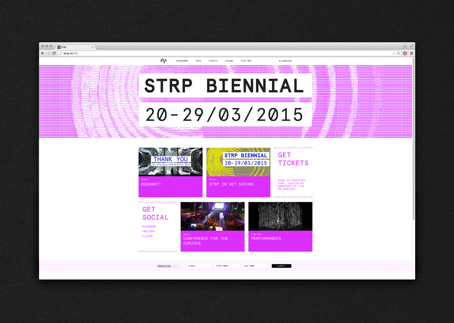 Website design by Raw Color for Dutch art, technology and experimental pop culture festival STRP 2015.