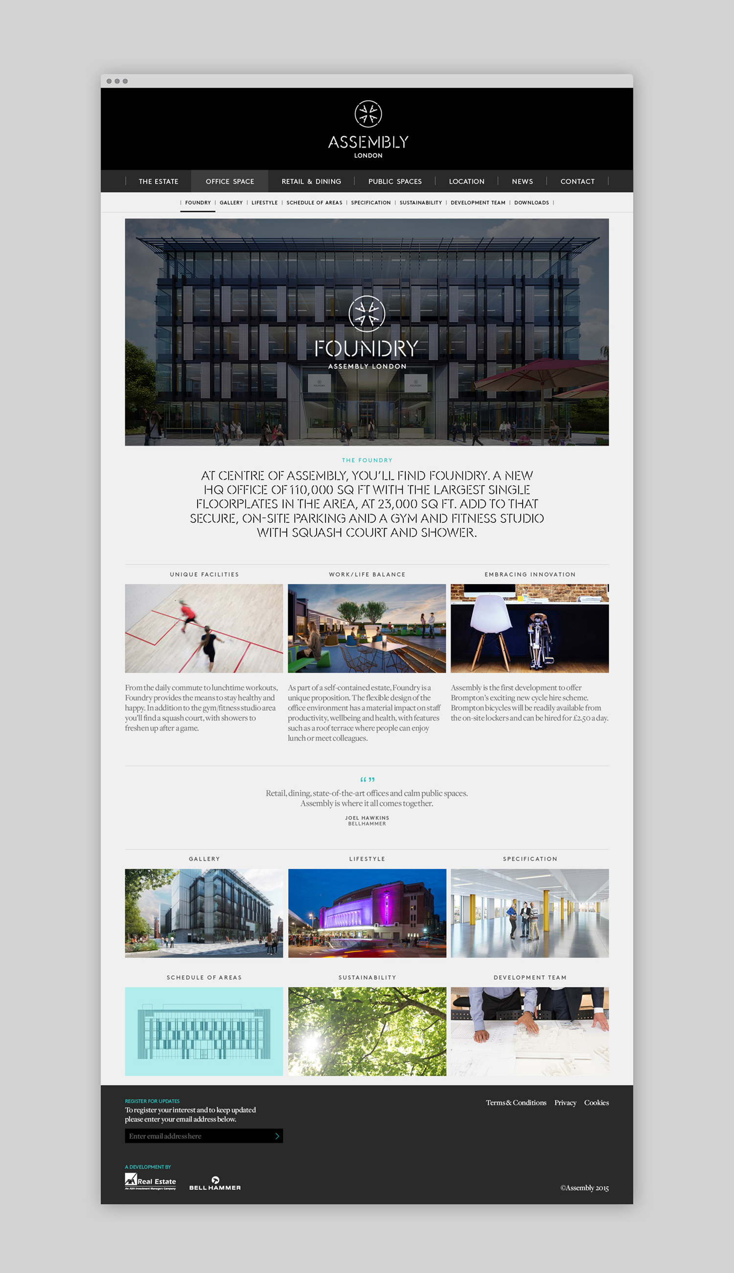 Brand identity and responsive website design for Hammersmith property development Assembly by Blast, United Kingdom