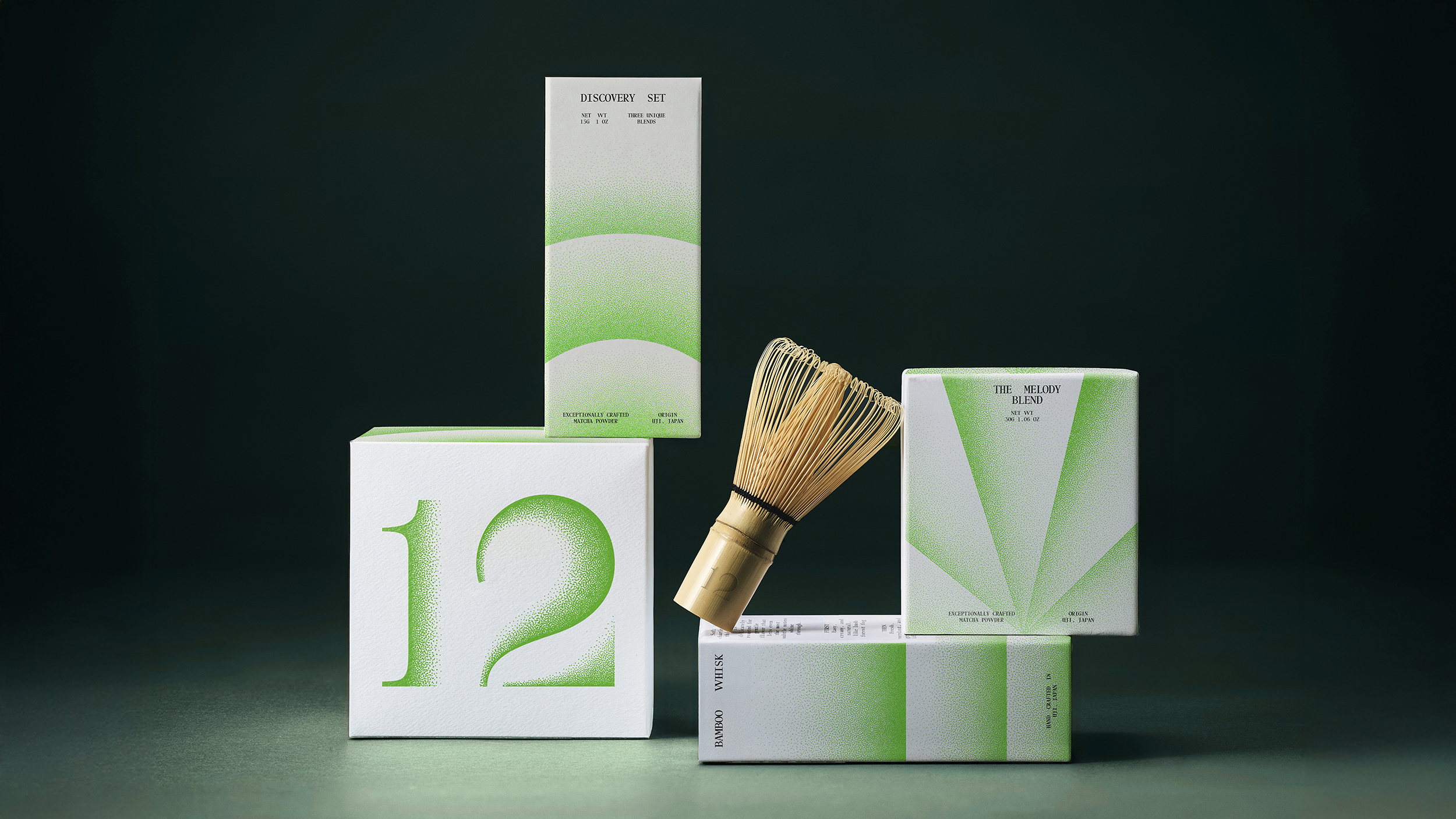 Motion logo, packaging, interior, menus, packaging and art direction for Brooklyn based matcha tea shop 12 designed by Base