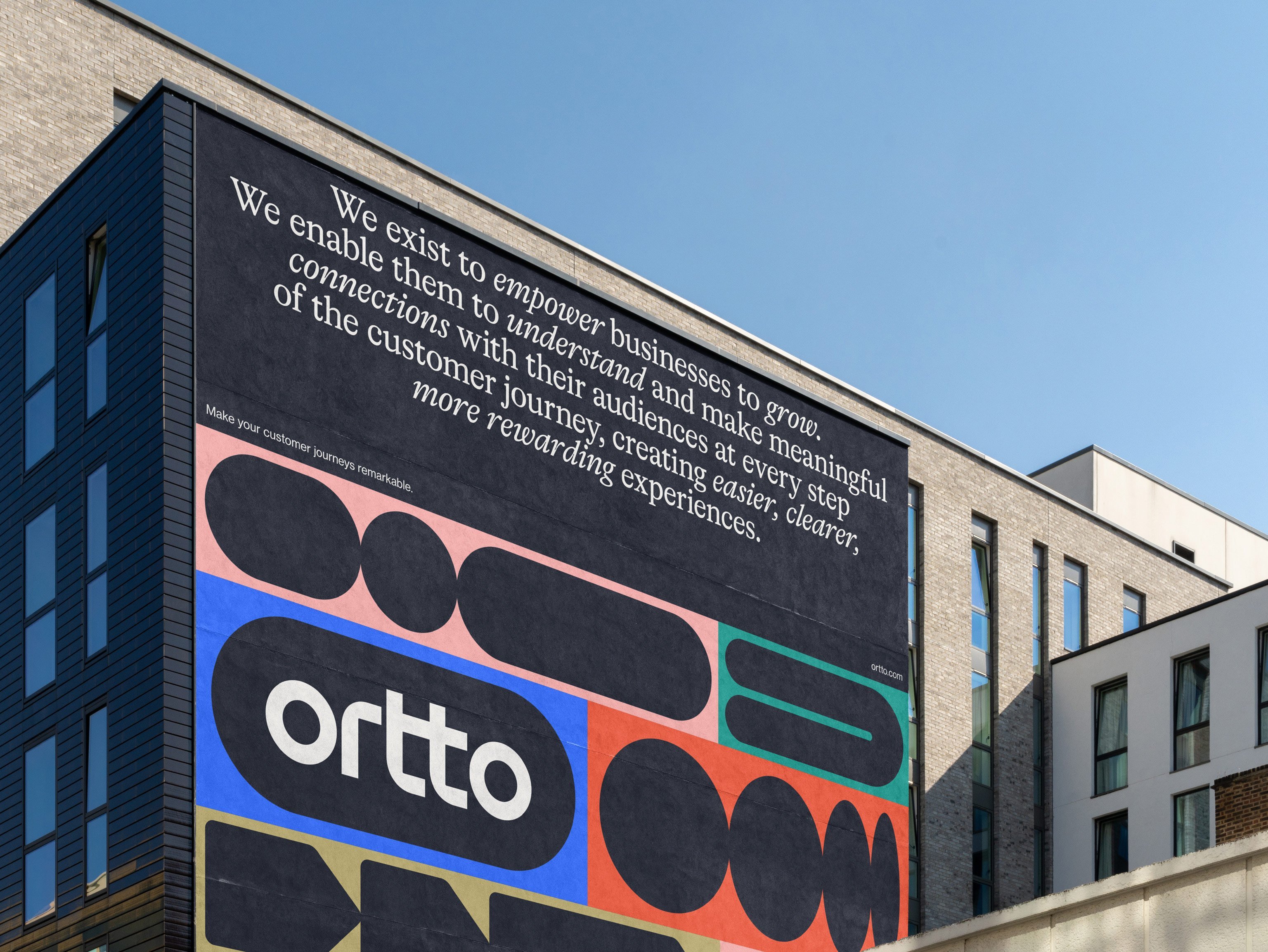 Brand identity and OOH advertising poster for automation, analytics and customer journey company Ortto designed by Christopher Doyle & Co