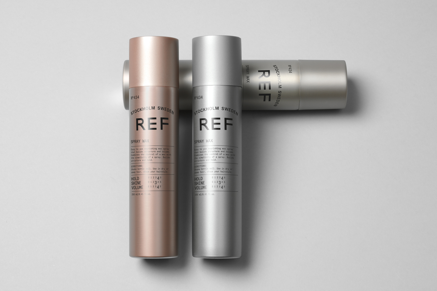 Packaging design by Scandinavian studio Kurppa Hosk for Swedish hair care brand REF