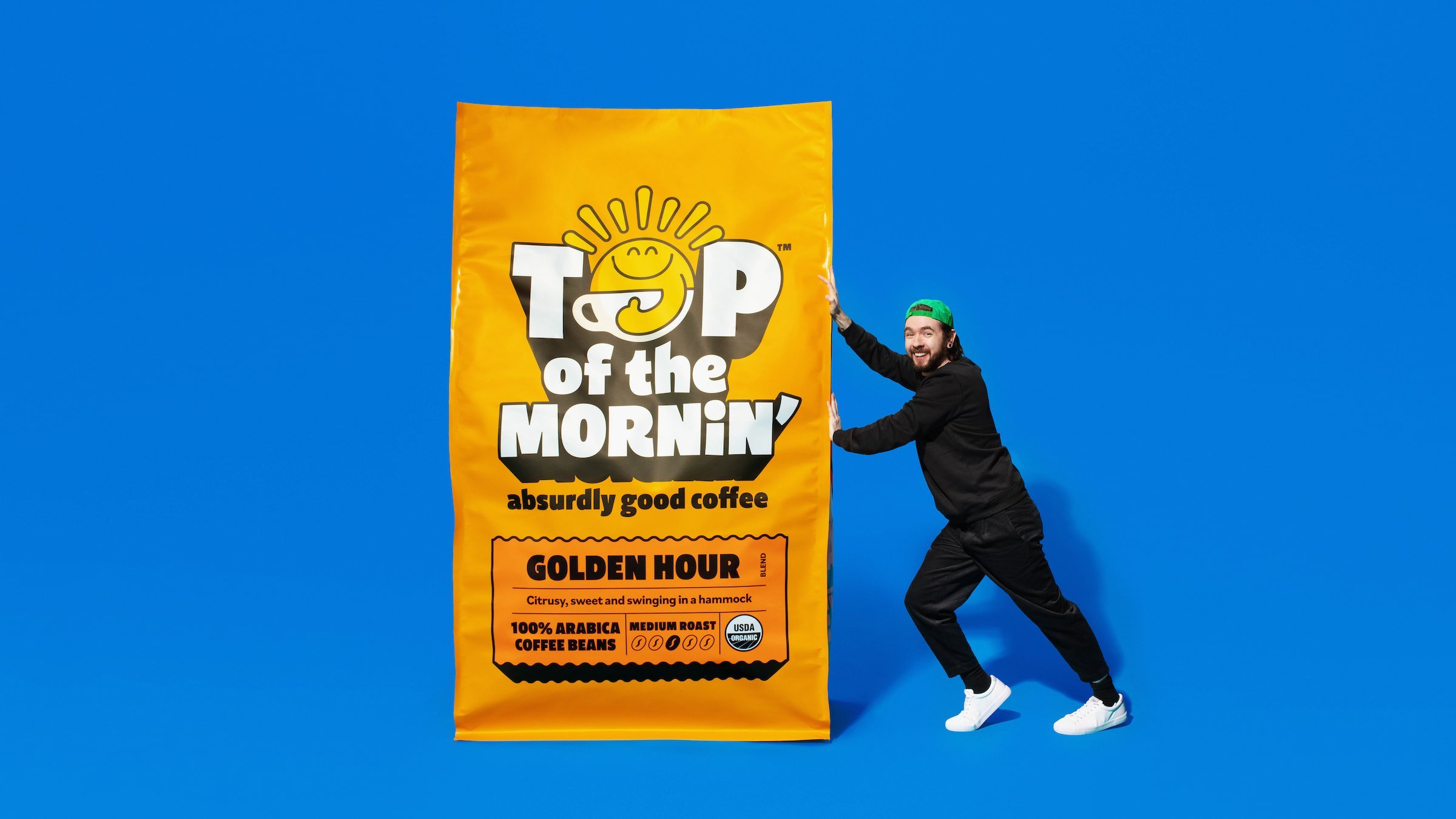 Packaging design and art direction for Top of the Mornin’ Coffee by London-based Earthling Studio.
