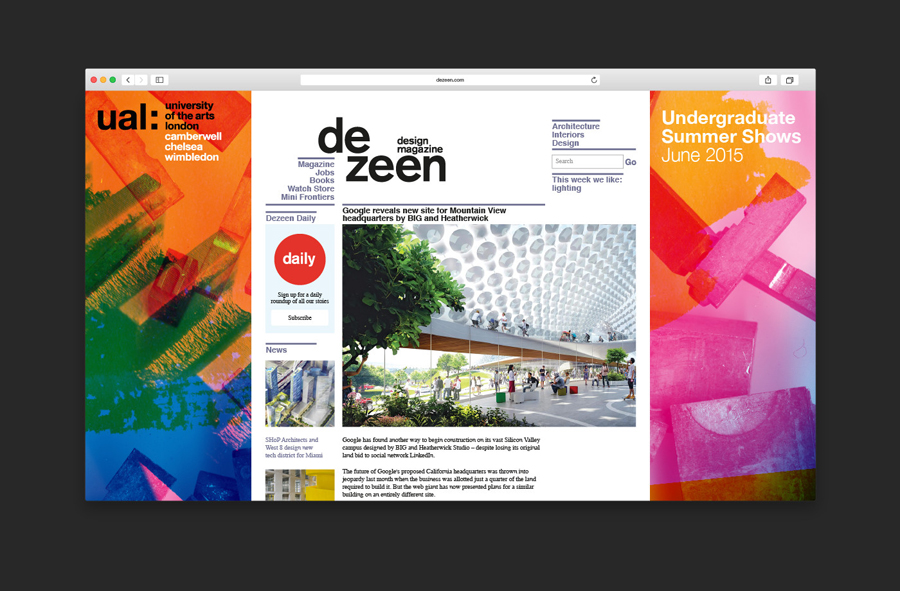 Website for the University of the Arts London 2015 campaign designed by Spy