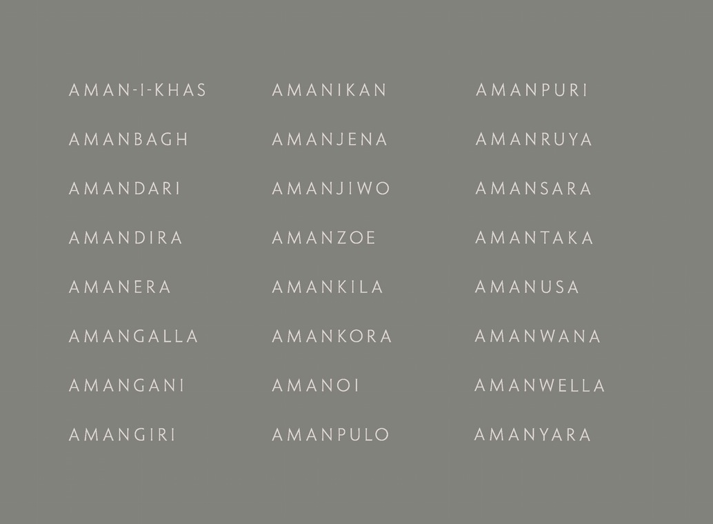Brand identity and logotype for luxury resort business Aman by Construct, United Kingdom