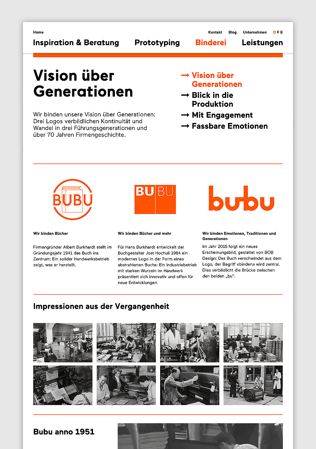 Brand identity and website for Swiss binding specialists Bubu by graphic design studio Bob Design