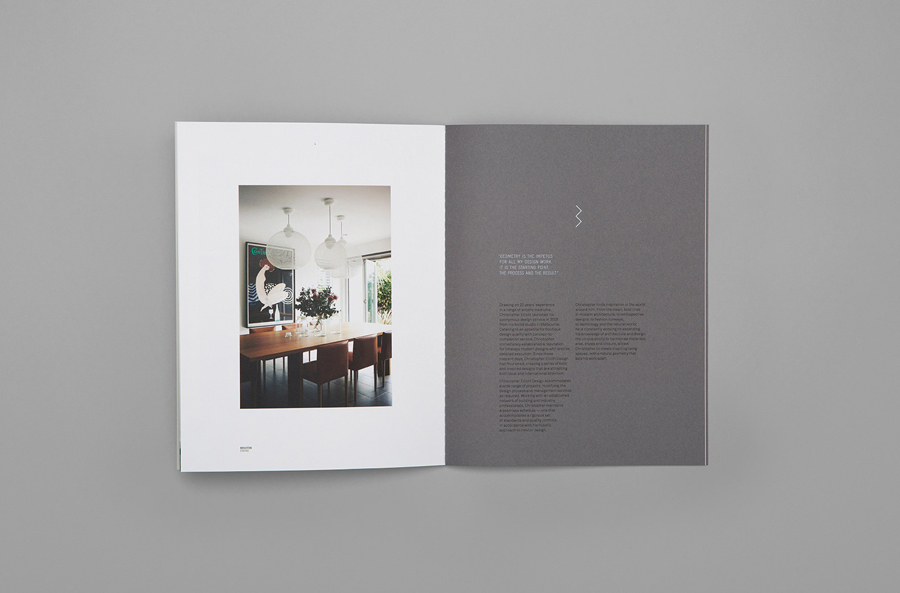Brochure created by Studio Brave for Australian interior designer Christopher Elliott