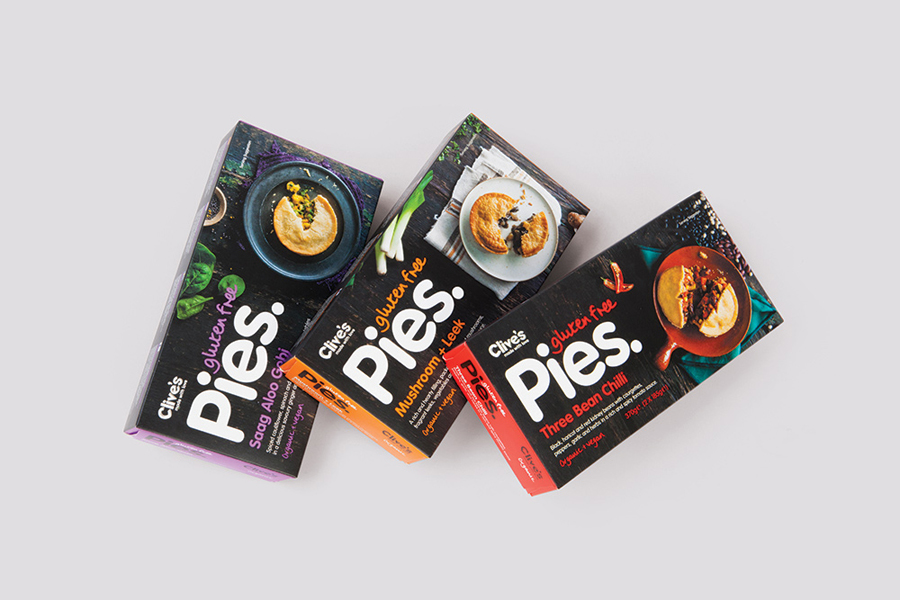 Packaging and photography by Believe In for Clive's Gluten Free Pies