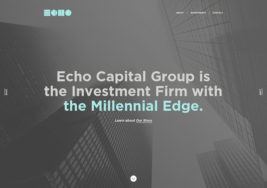 Website and visual identity created by Trüf for investment firm Echo Capital