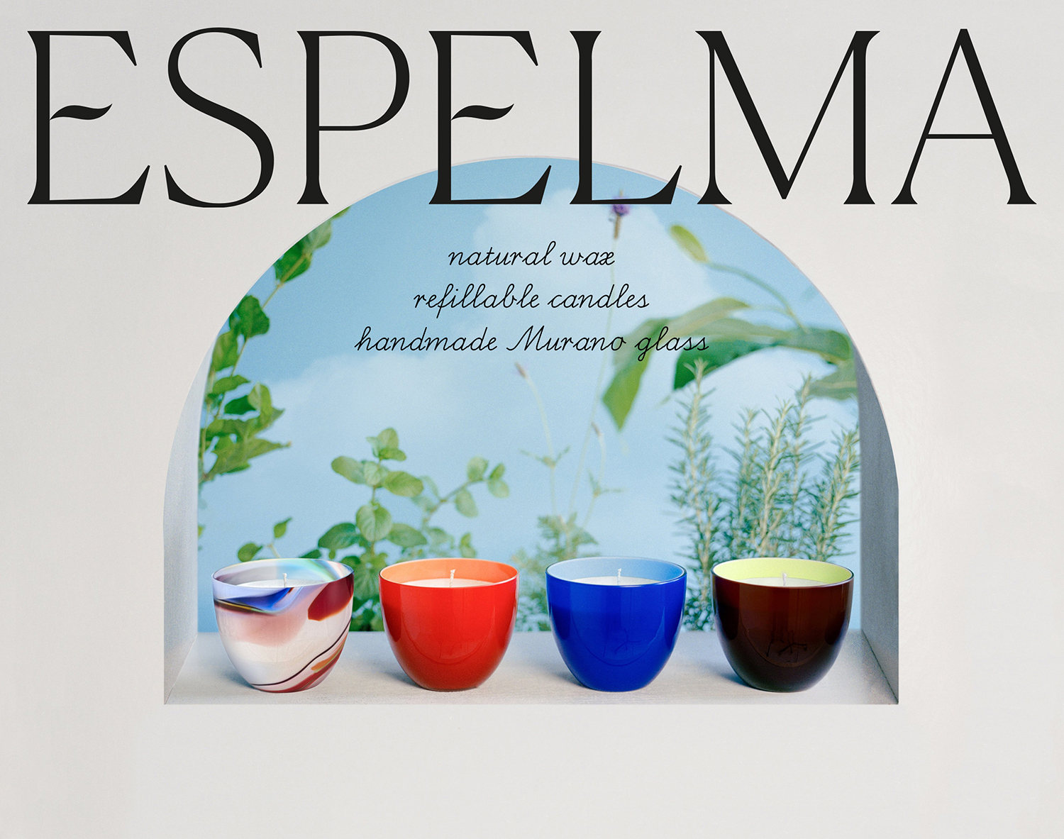 Logotype, visual identity, packaging, still life and website for clean-burning natural wax candle company Espelma