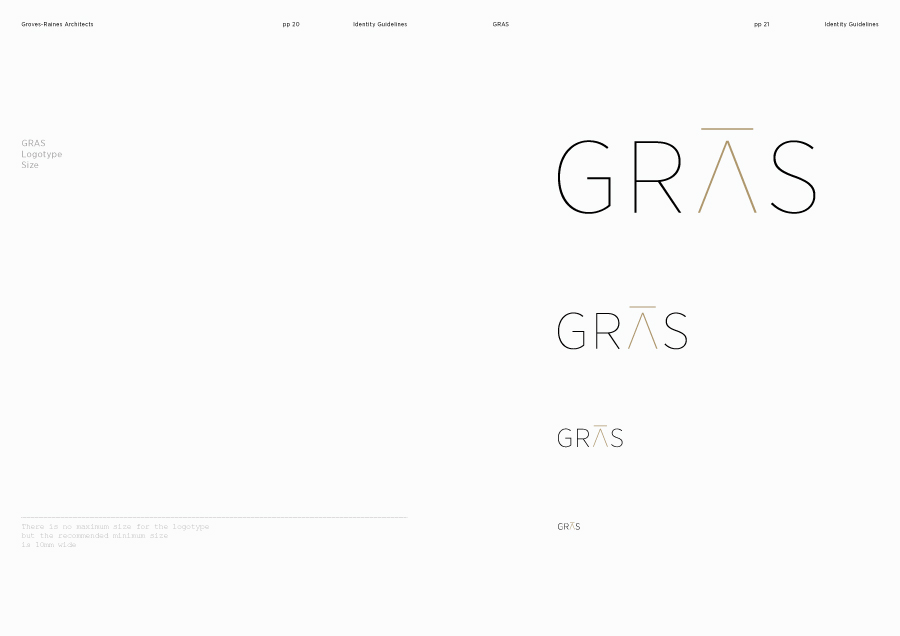 Brand identity guidelines designed by Graphical House for architectural studios Gras & Groves-Raines Architects