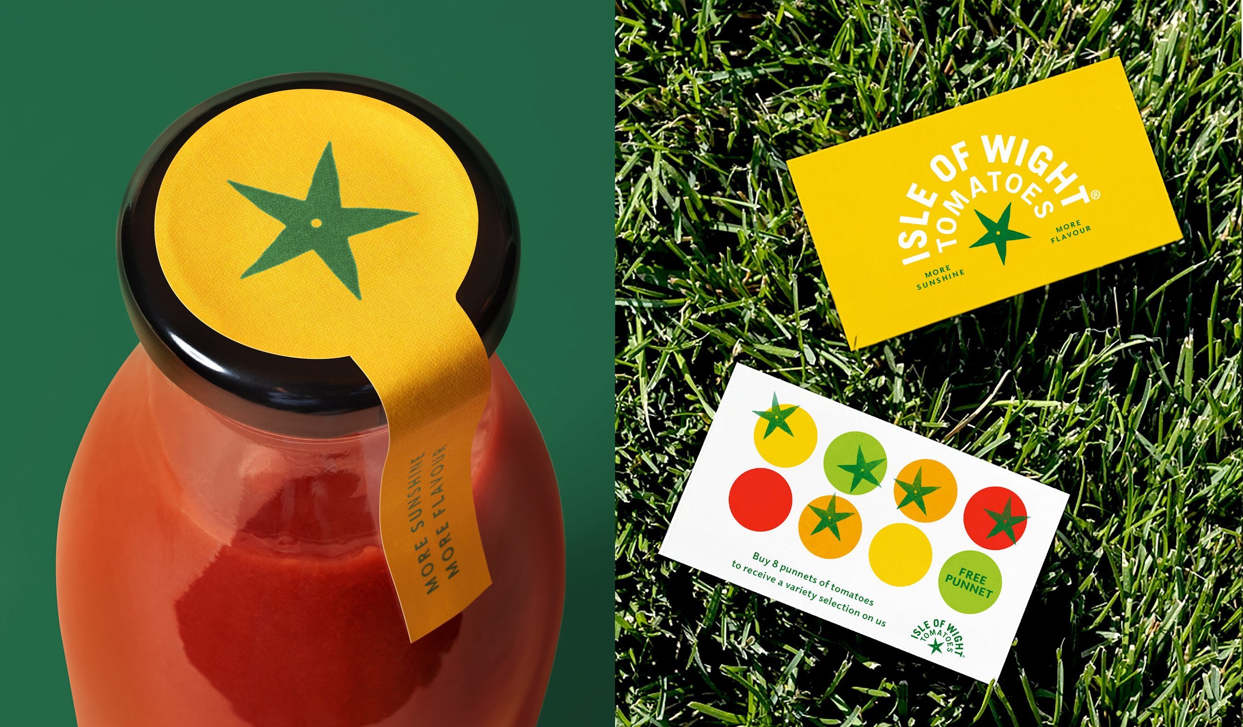 Logo, branding and packaging design by London-based B&B Studio for Isle of Wight Tomatoes. 