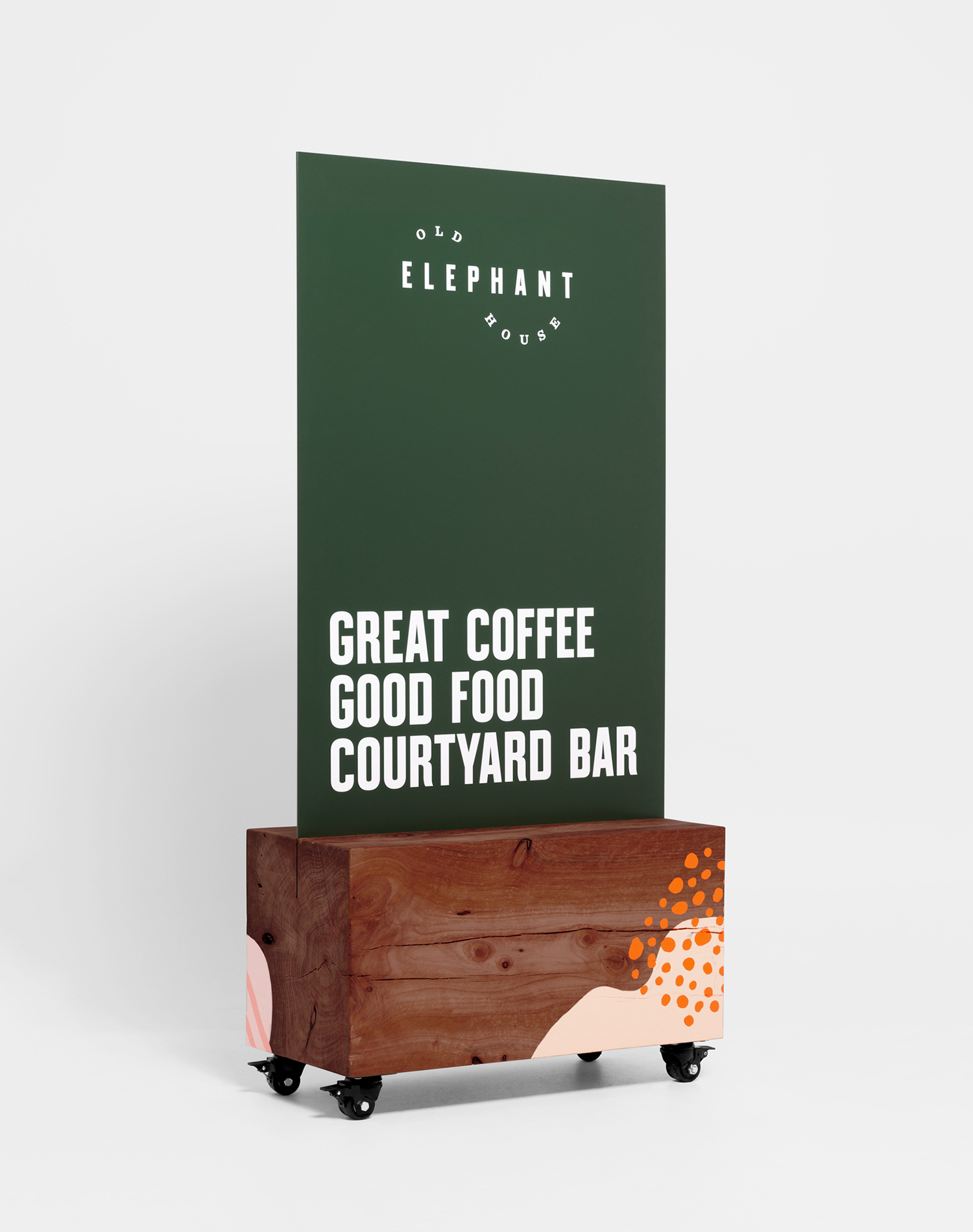 Visual identity design by Studio South for brasserie and courtyard bar Old Elephant House at Auckland Zoo