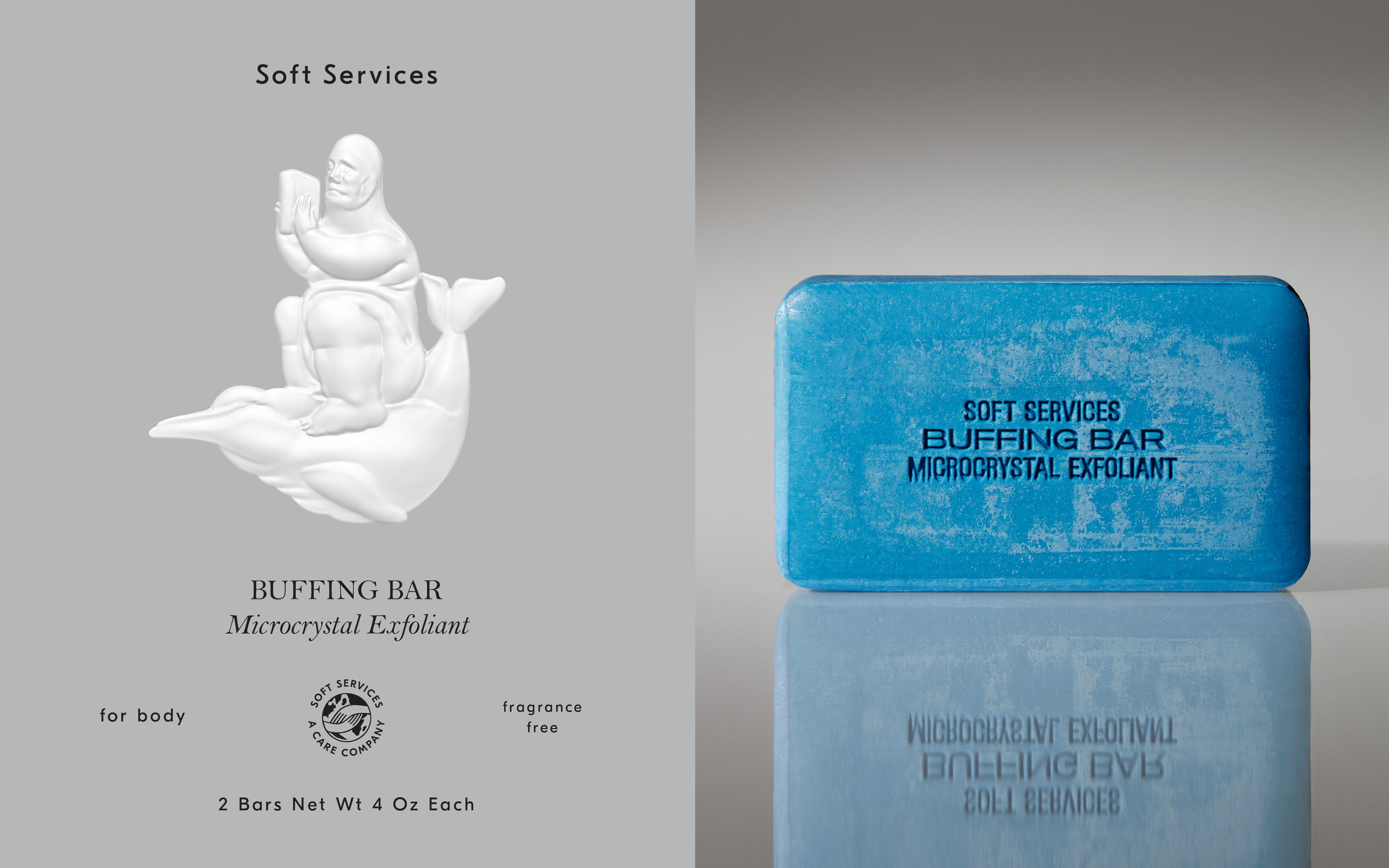 Sculpted emboss and packaging design by Decade for New York skincare brand Soft Services