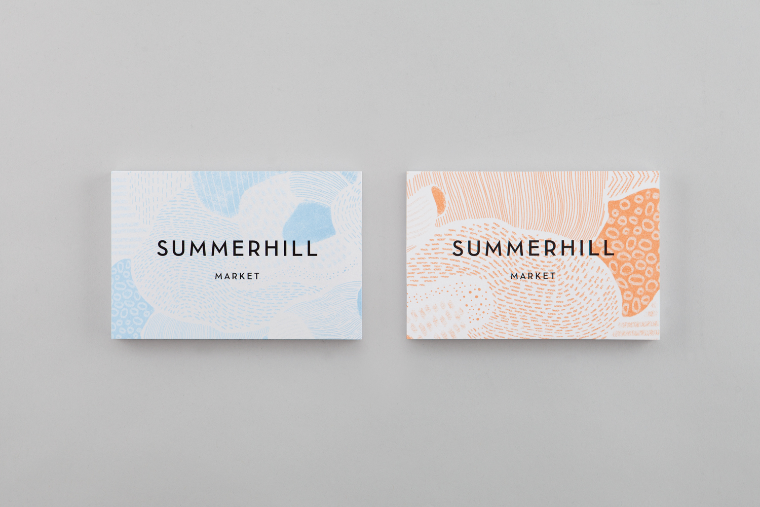 Logotype, illustration and notecards designed by Canadian studio Blok for Toronto based boutique grocery store Summerhill Market