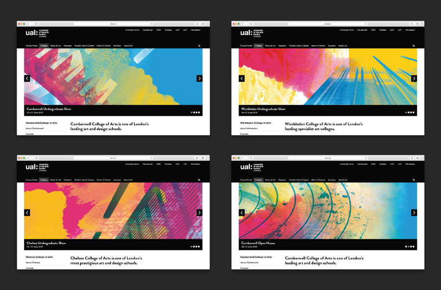 Website for the University of the Arts London 2015 campaign designed by Spy