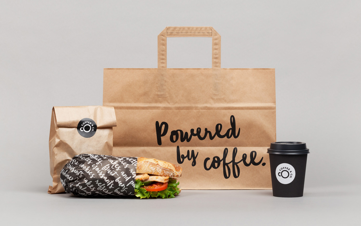 Logo and packaging by Bond for cruise ship cafeteria concept Coffee & Co.
