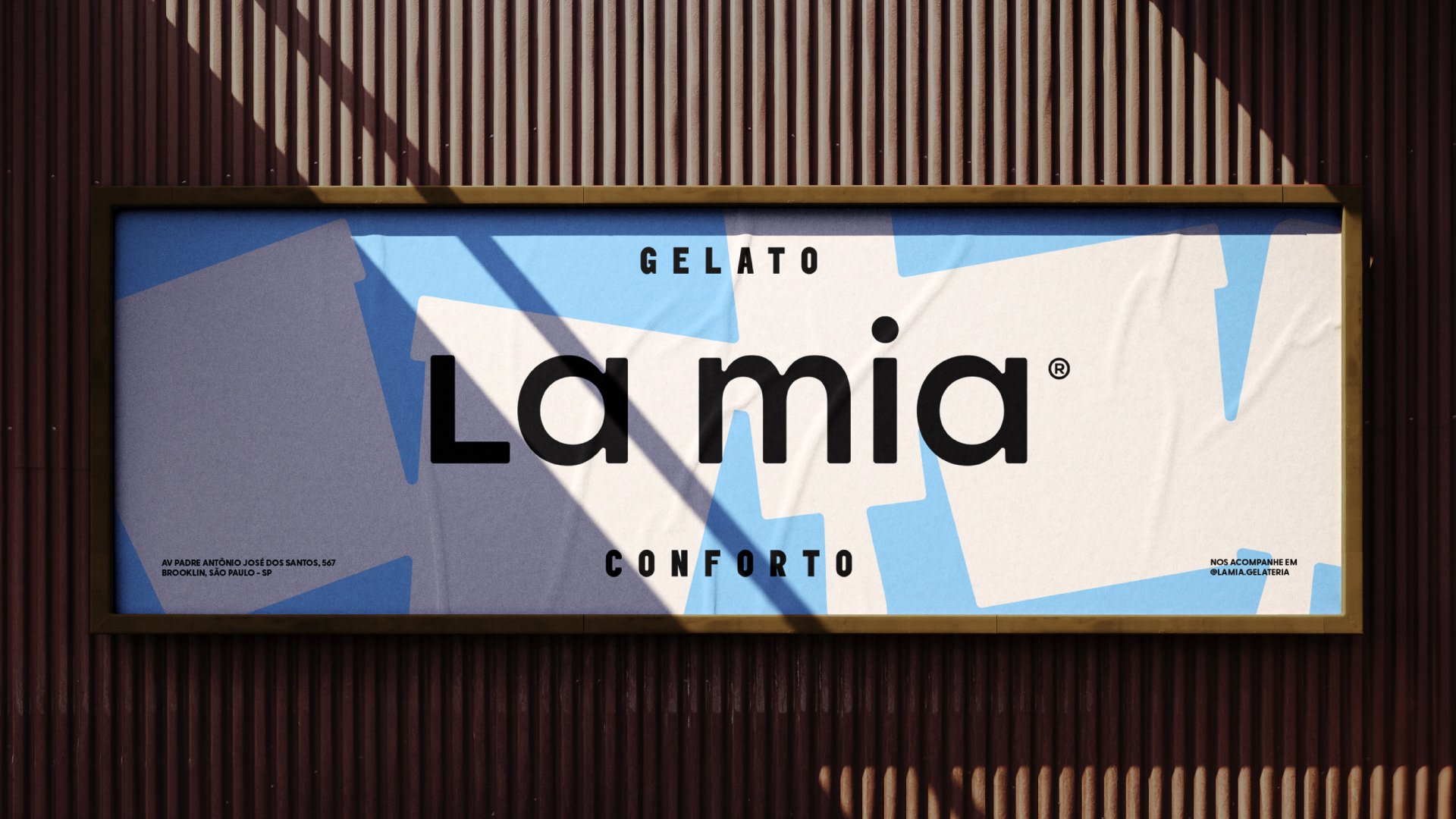 Logotype, typography, packaging and motion graphics for São Paulo-based gelato business La Mia designed by Papanapa