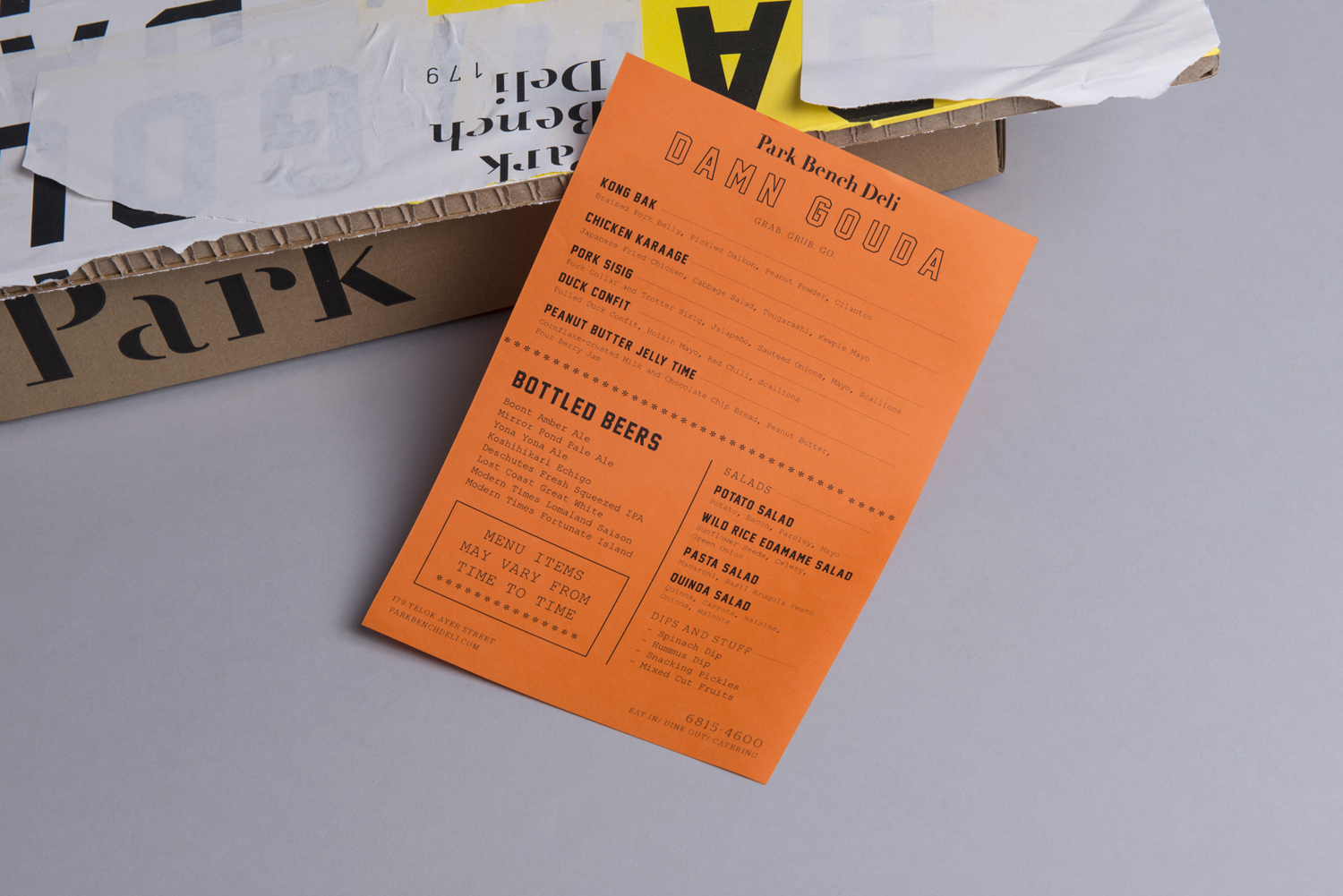 Brand identity and print by Foreign Policy for Singapore's Park Bench Deli