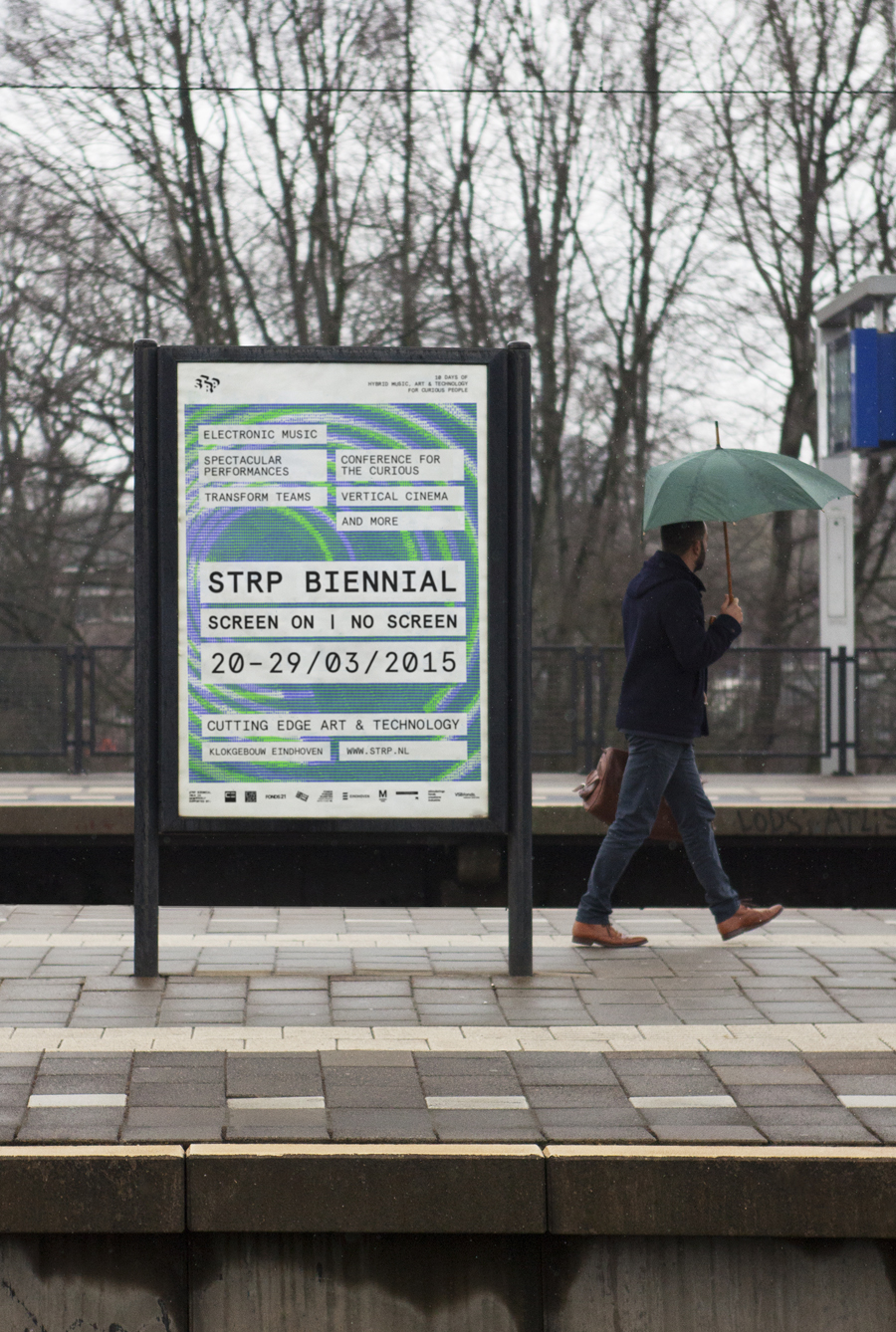 Visual identity and poster by Raw Color for Dutch art, technology and experimental pop culture festival STRP 2015.