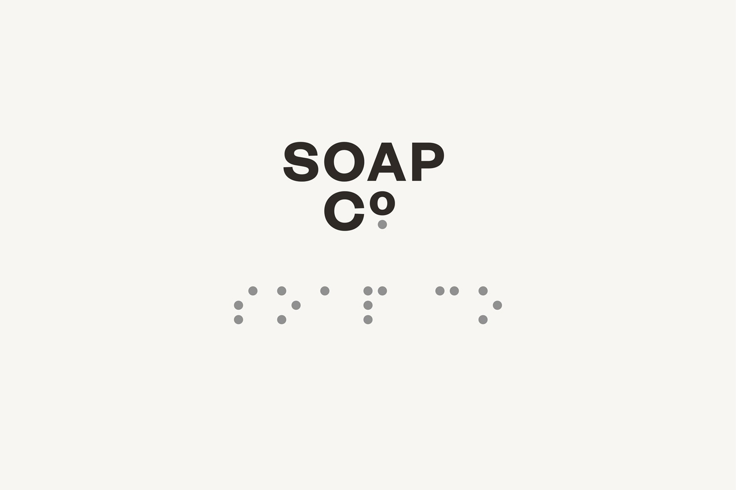 Logo with a Braille component designed by UK based graphic design studio Paul Balford Ltd. for luxury hand made soap business the Soap Co. 