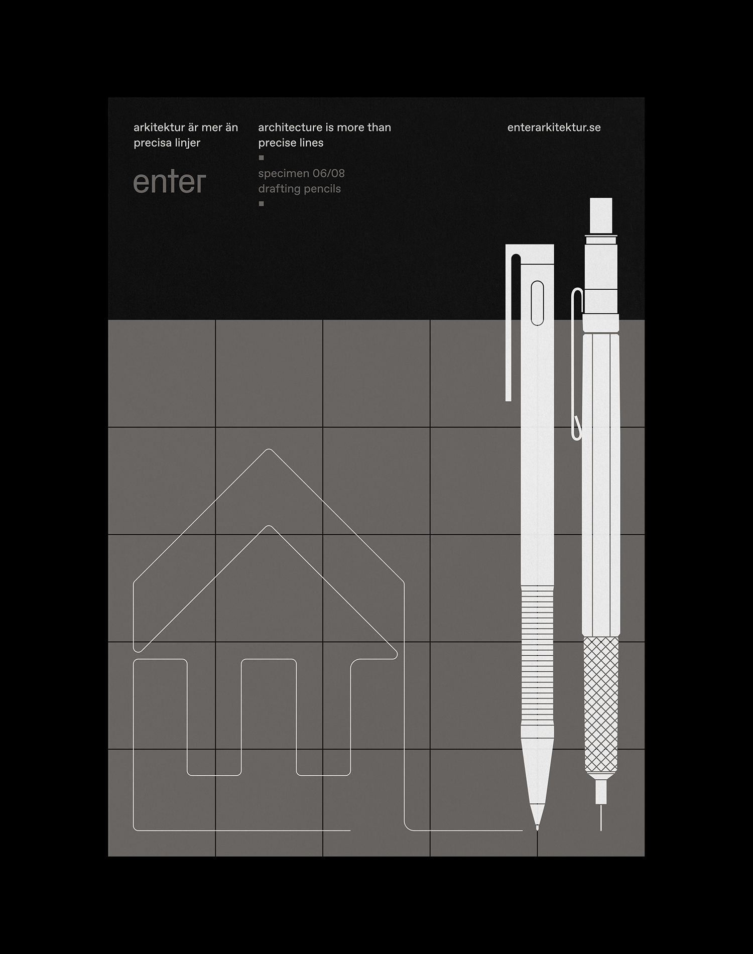 Graphic identity, illustration and A5 postcard designed by by Lundgren+Lindqvist for Swedish architecture studio Lundgren+Lindqvist