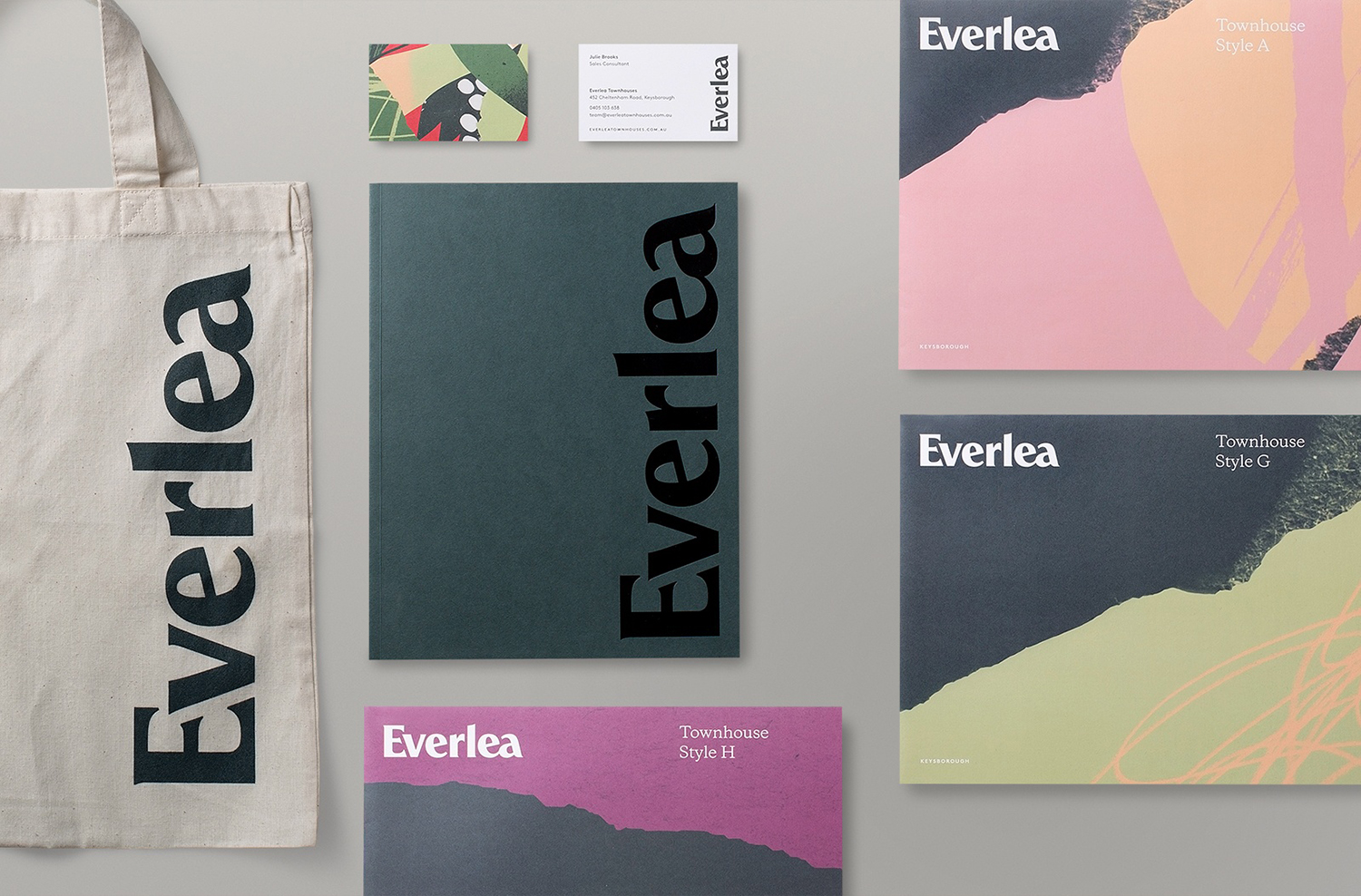 Visual identity and brochure design for Everlea by Studio Brave featuring illustration by Tom Abbiss Smith