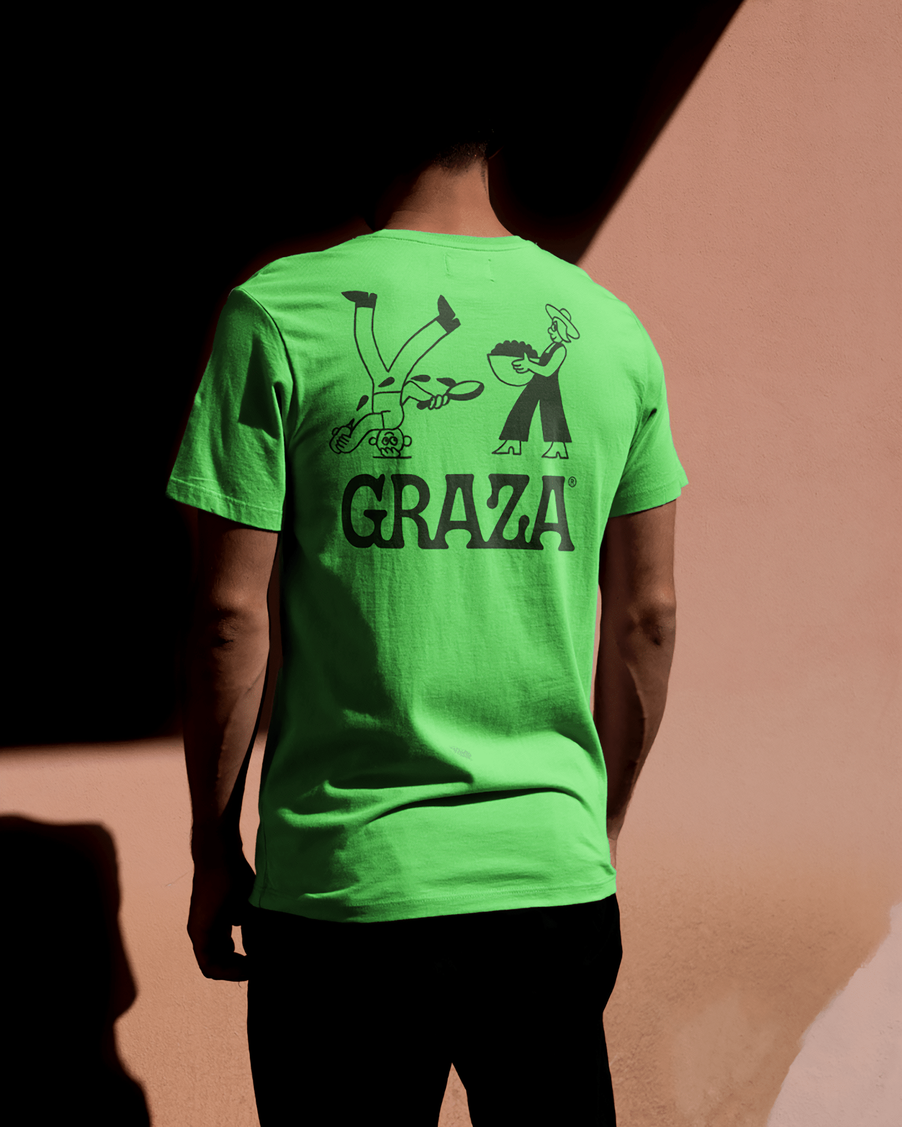 Logotype and branded t-shirt by Gander for squeezable olive oil Graza. Reviewed by Anna Marar for BP&O