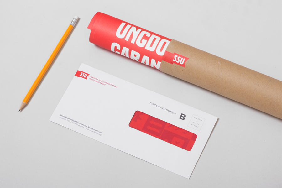 Visual identity, stationery and print designed by Snask for the Swedish Social Democratic Youth League