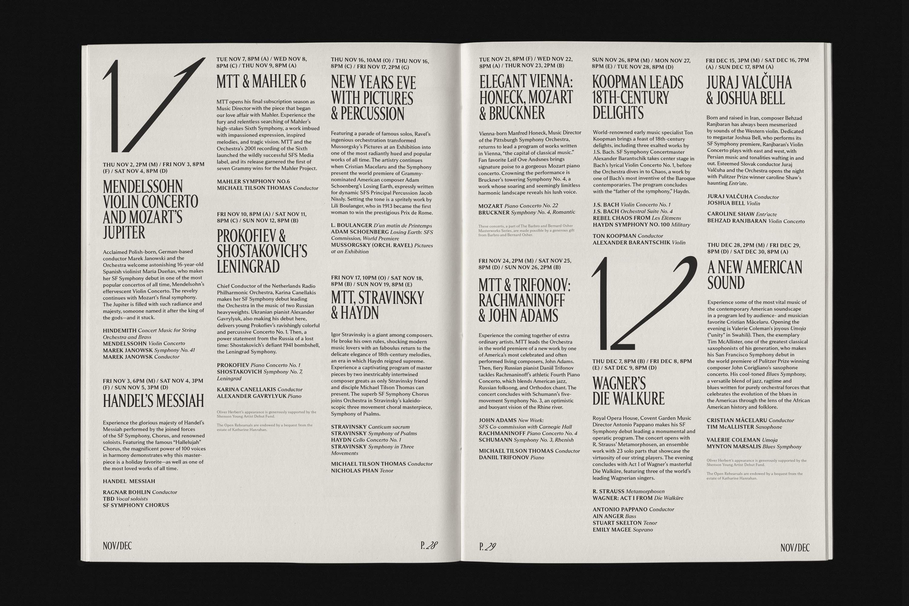 Spread and editorial design by Collins for San Francisco Symphony