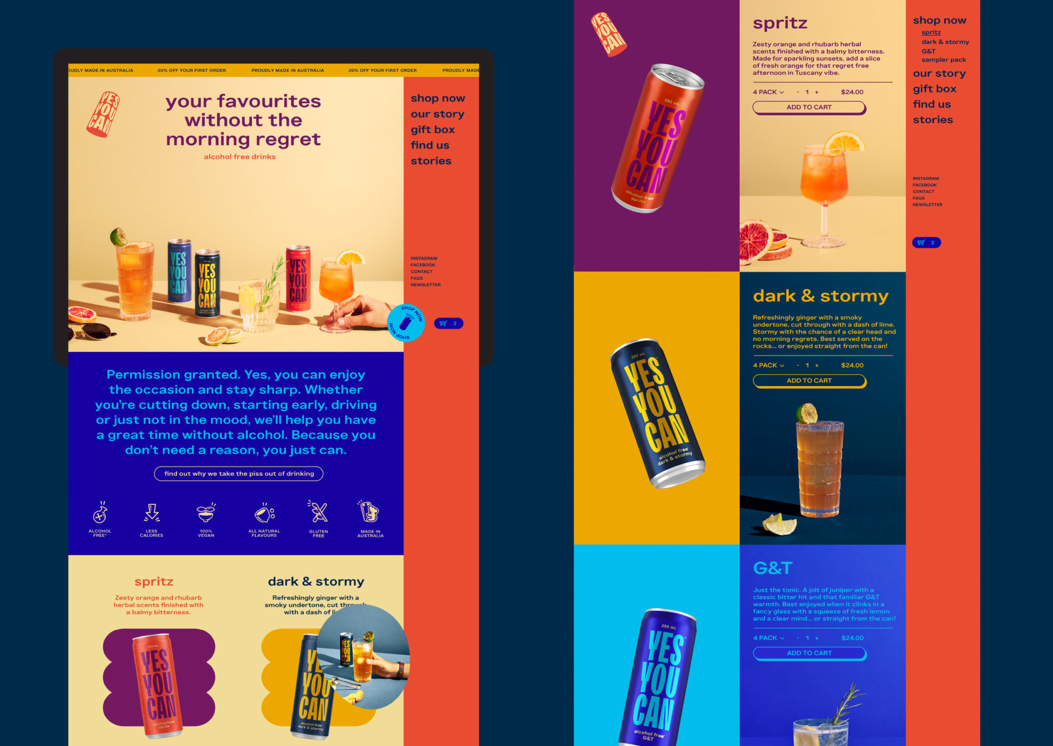 Branding and website by Marx Design for non-alcoholic ready-to-drink range Yes You Can