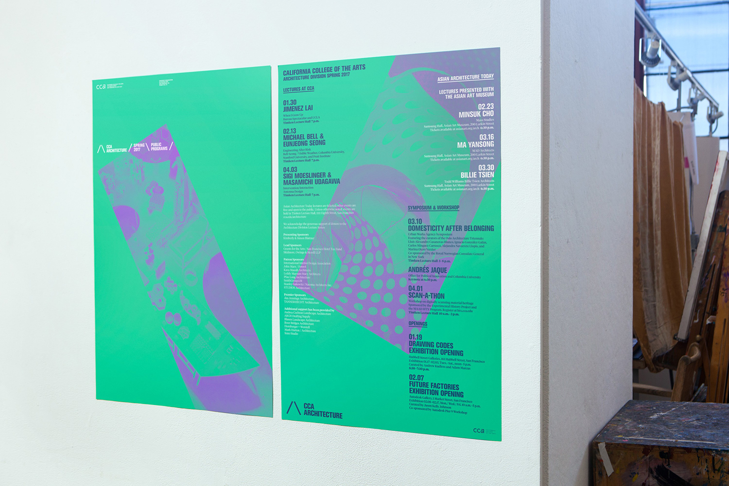 Graphic identity, posters, brochure and signage by Manual for The Architecture Division of the California College of the Arts