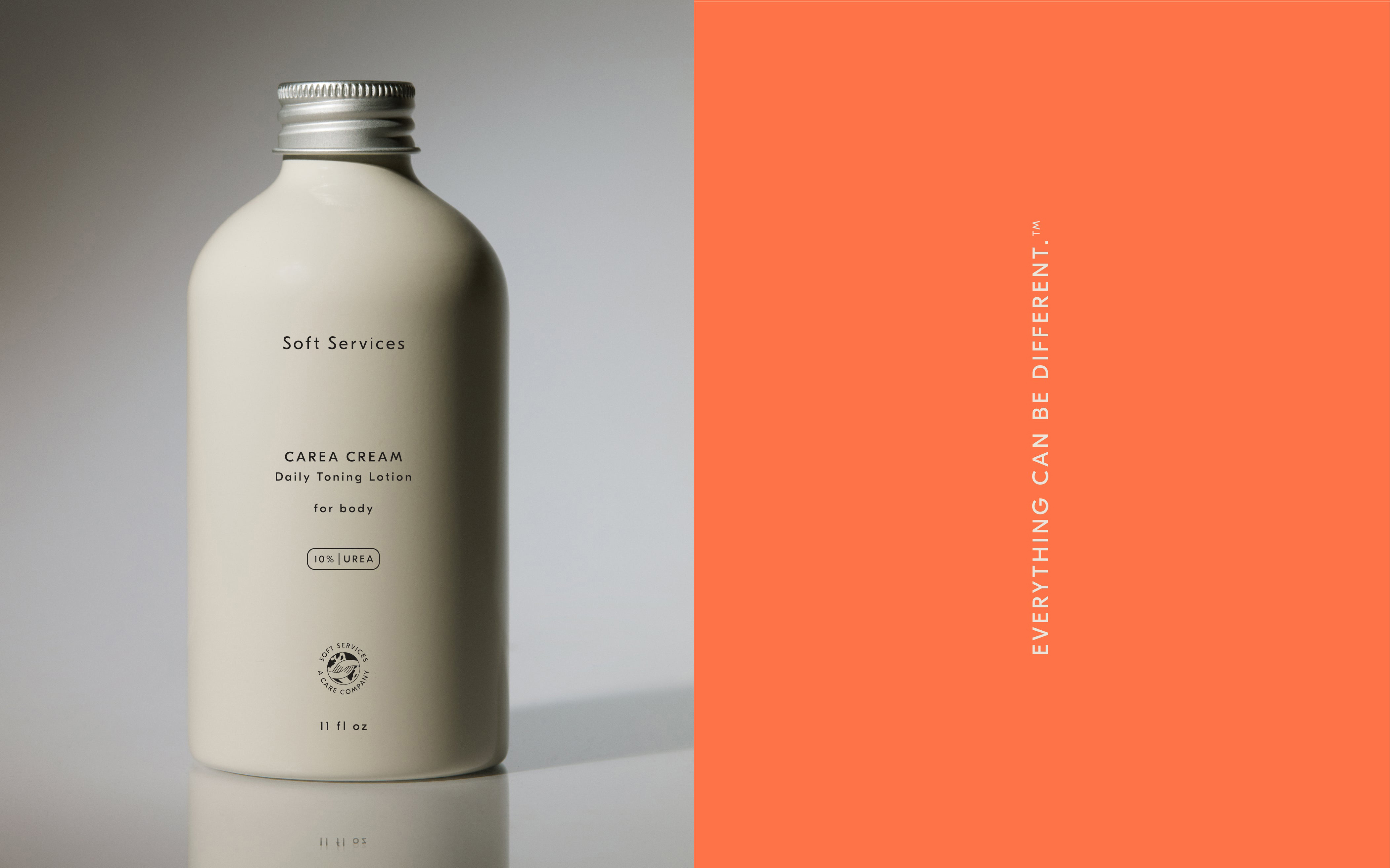 Silkscreen printed bottle design by Decade for New York-based skincare brand Soft Services