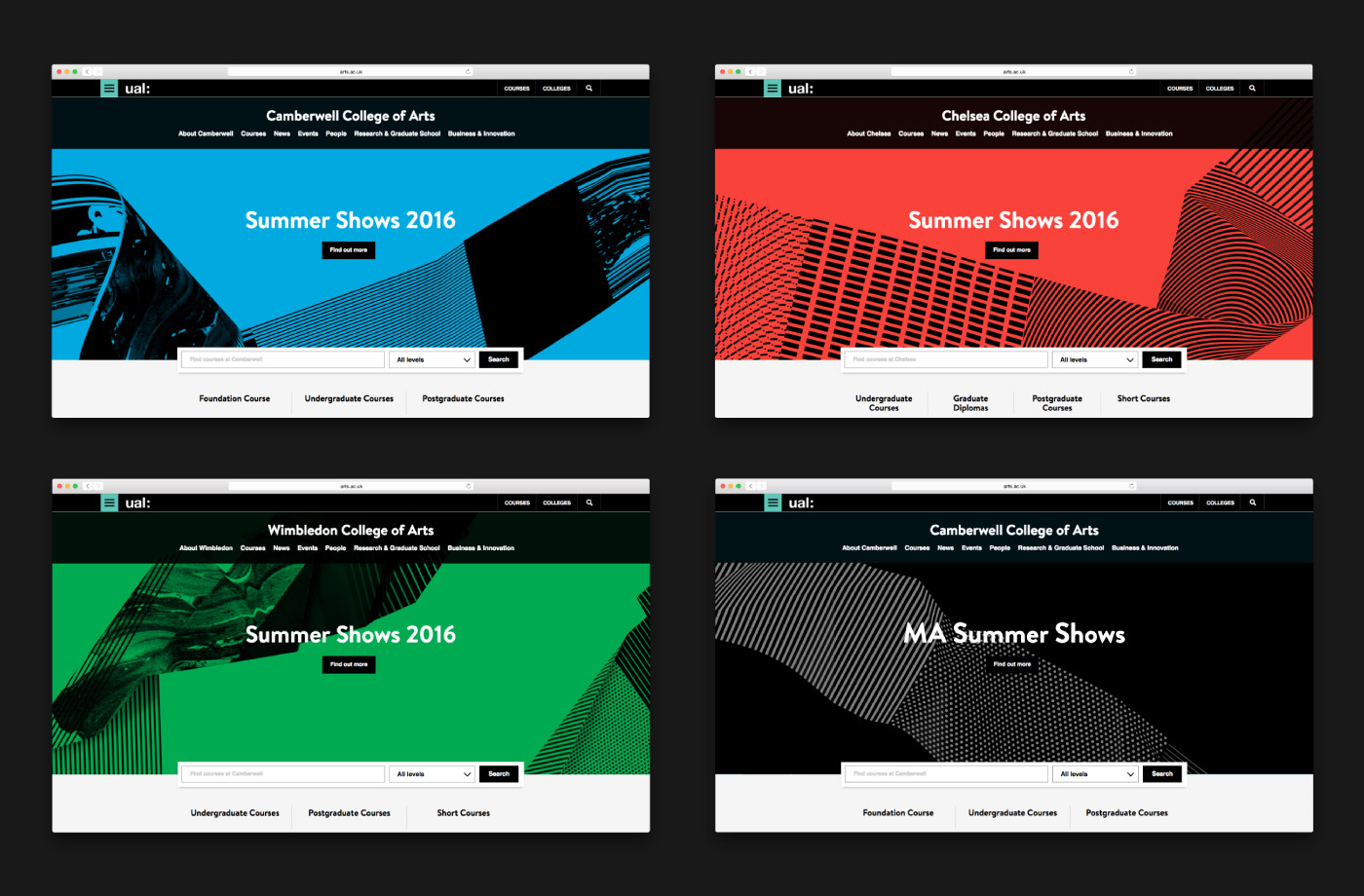 Website by Spy for the University of the Arts London 2016–17 campaign