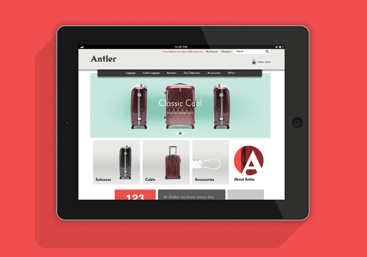 Logo and website designed by Mammal for British luggage brand Antler