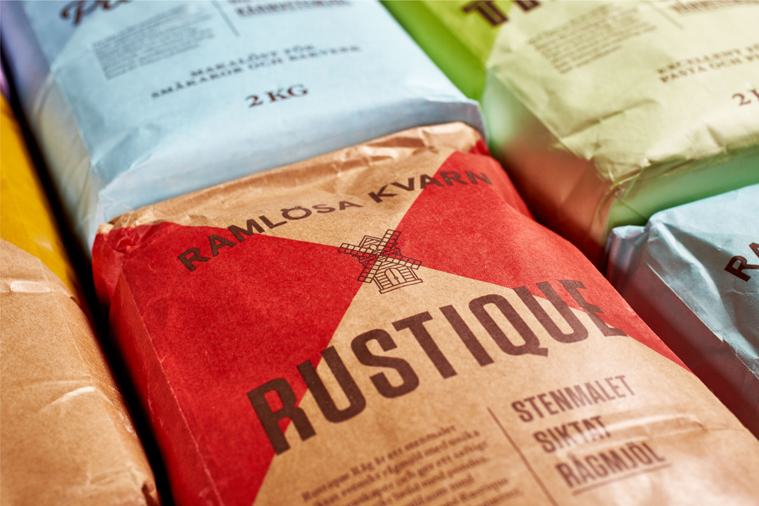 Branding and packaging for Swedish flour business Ramlösa Kvarn by Amore.