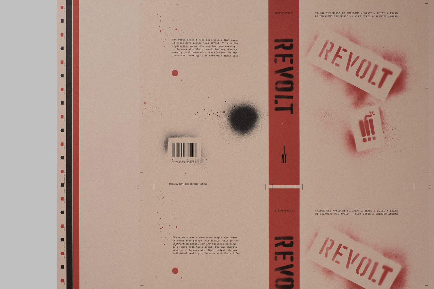 Hardcover book design by Paul Belford Ltd. for Revolt by Alex Lewis and Bridget Angear