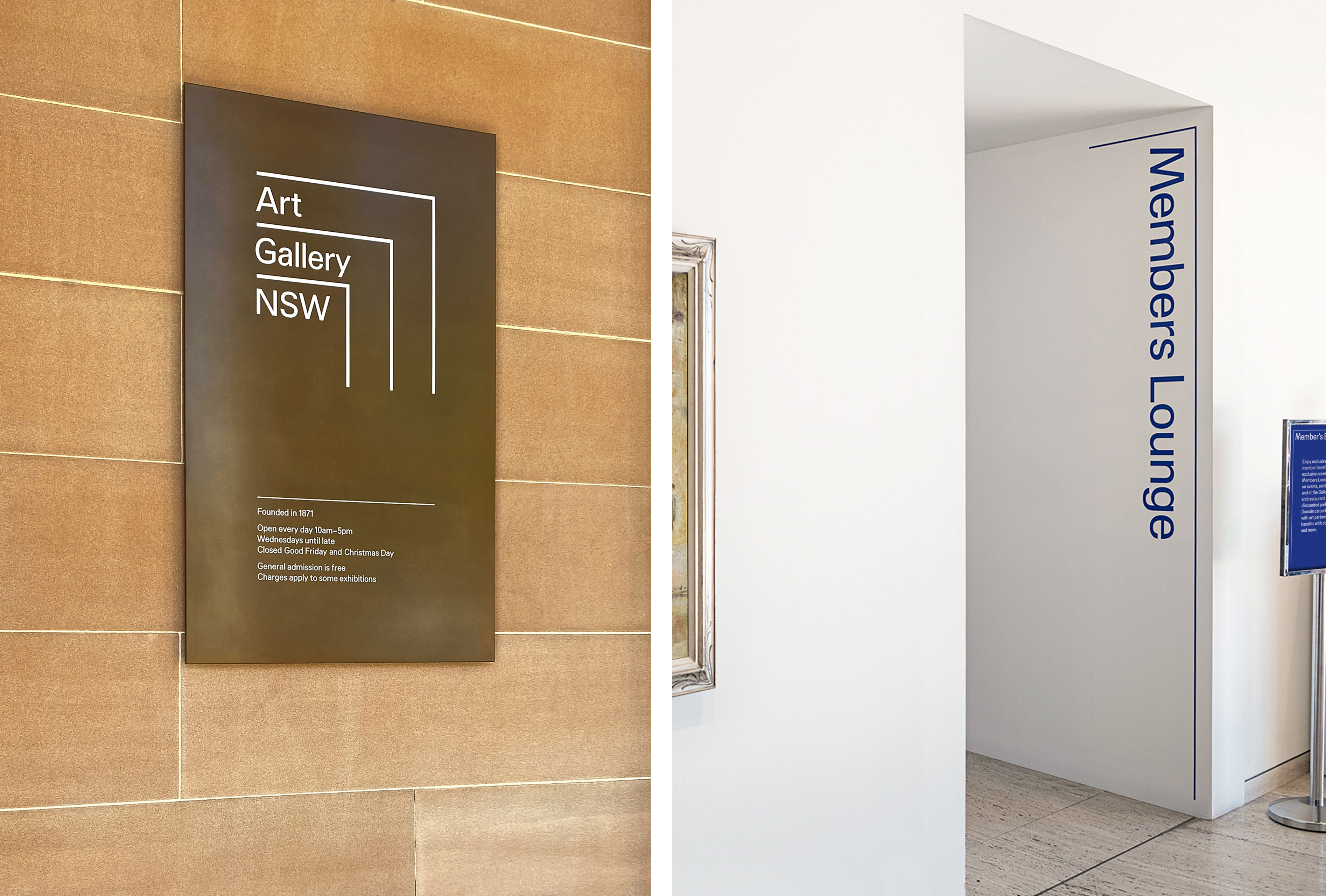 Brand identity, signage and wayfinding for Art Gallery of NSW designed by Mucho