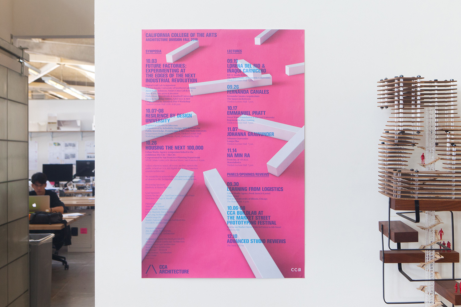 Graphic identity, posters, brochure and signage by Manual for The Architecture Division of the California College of the Arts
