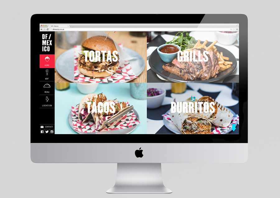 Website designed by Buro Creative for UK Mexican dining concept DF / Mexico